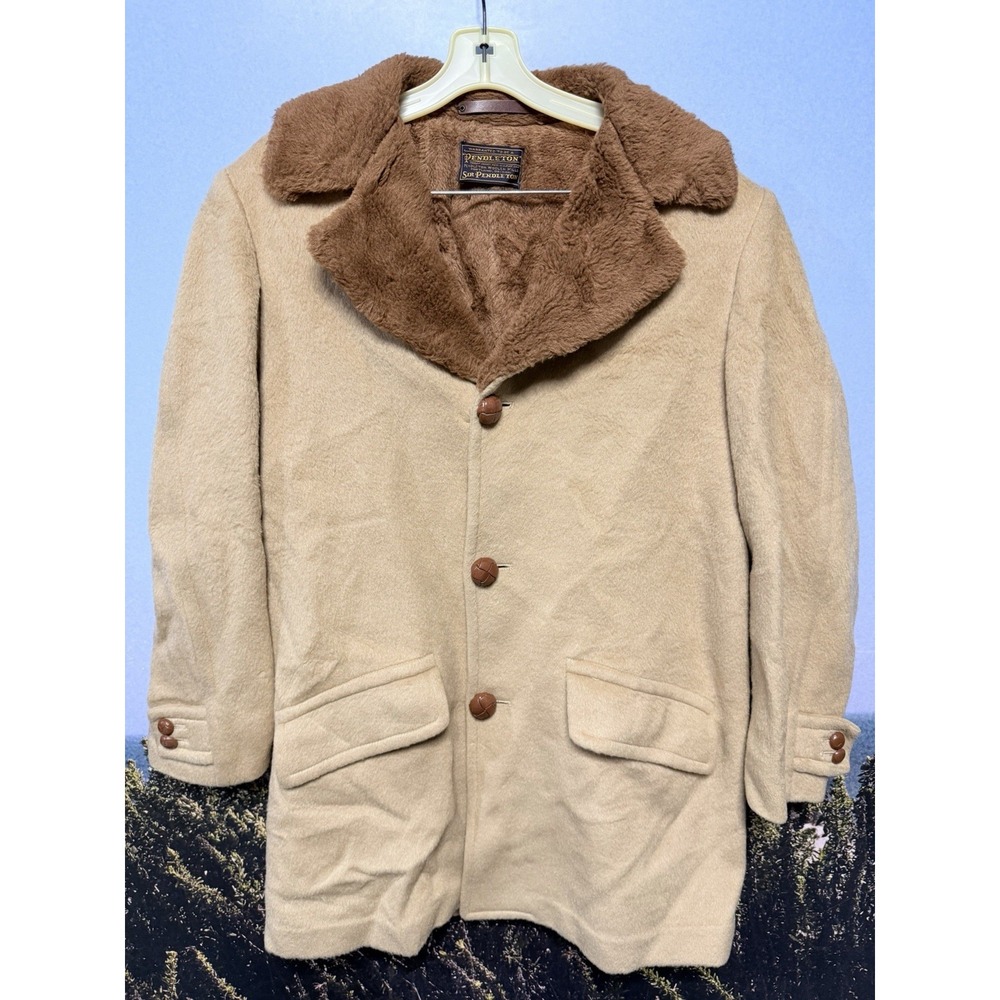 Vtg 1960s Sir Pendleton Wool Coat Men's 42 - No Woolmark - w/ Factory Tags Camel